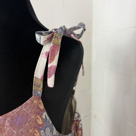 Lane Bryant Patchwork Midi Sundress Lined Pink Floral Boho Cottage Peasant SZ 18 - Picture 4 of 14